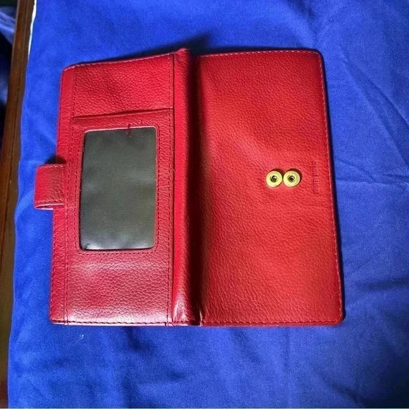 Red Genuine Leather Checkbook Wallet NWOT - Picture 3 of 7